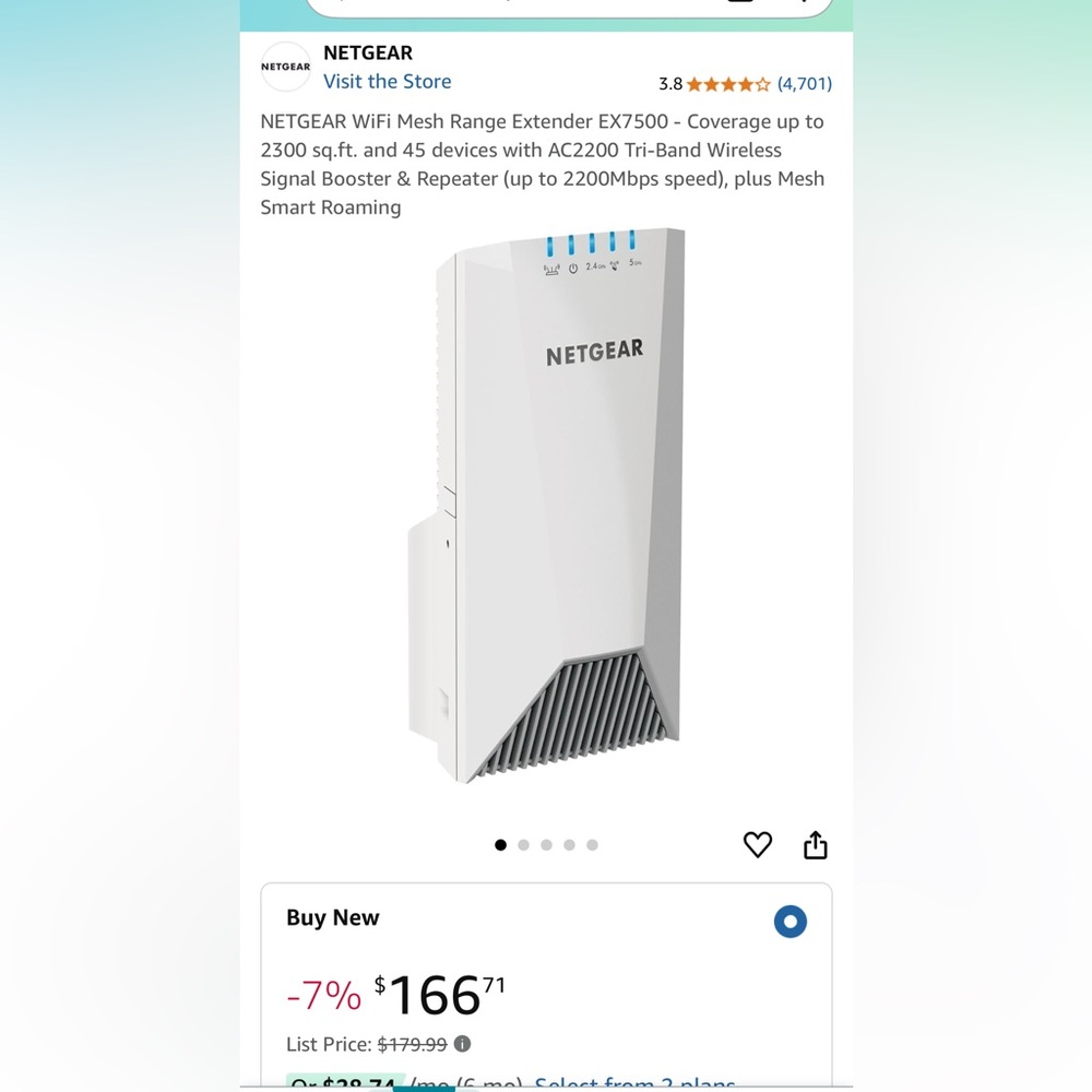 NETGEAR White WiFi Mesh Range Extender EX7500 Nighthawk Technology TWO (2)